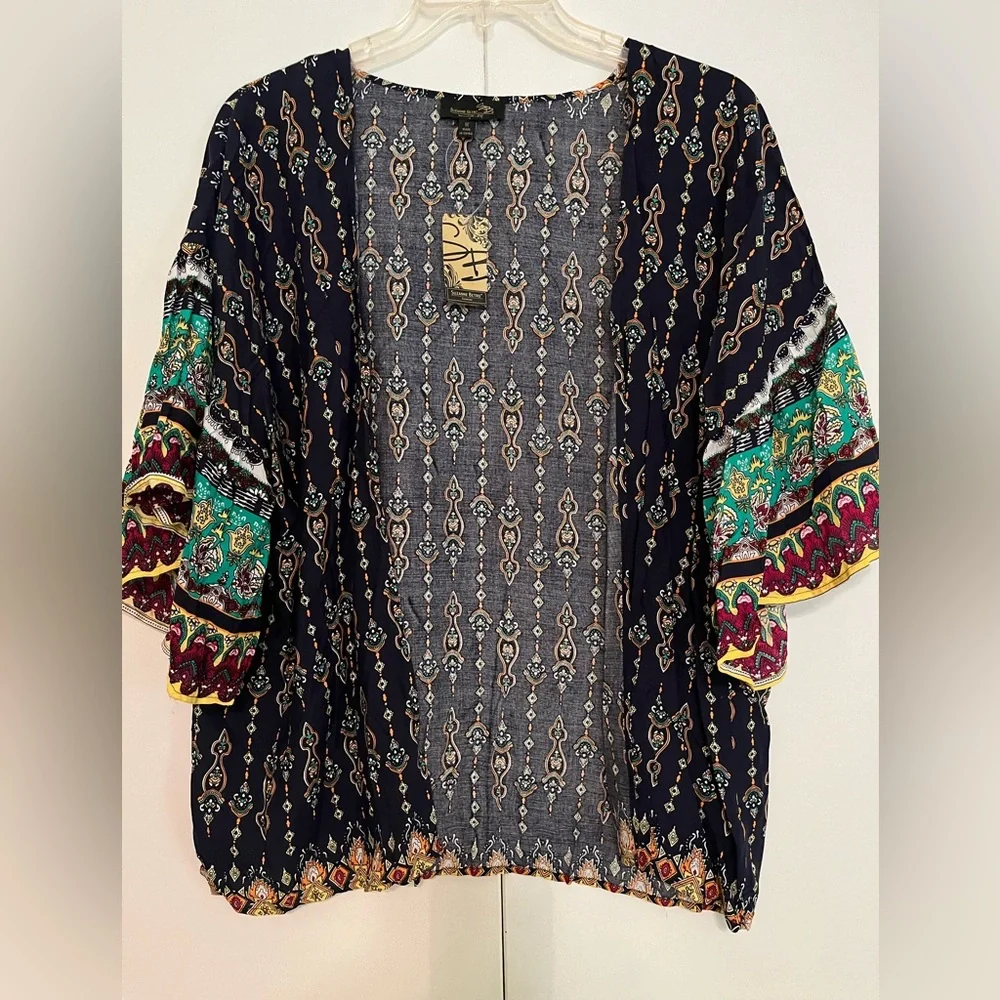 Suzanne Betro Multicolor Bohemian Kimono Top - Picture 1 of 2